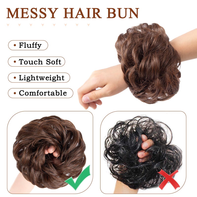 MORICA Messy Hair Bun Hair Scrunchies Extension Curly Wavy fake hair bun Synthetic Chignon hair pieces for Women(4/30#) - Image 4